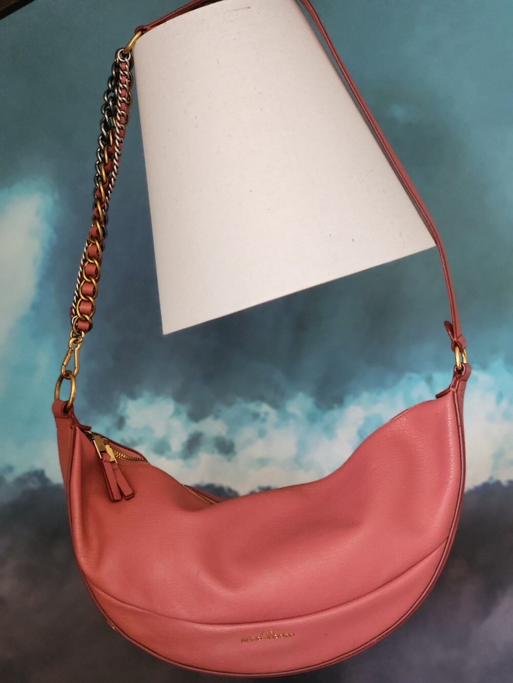 Marc Jacobs The Eclipse Leather Shoulder Bag - Santa Fe Red / Coral Pink
